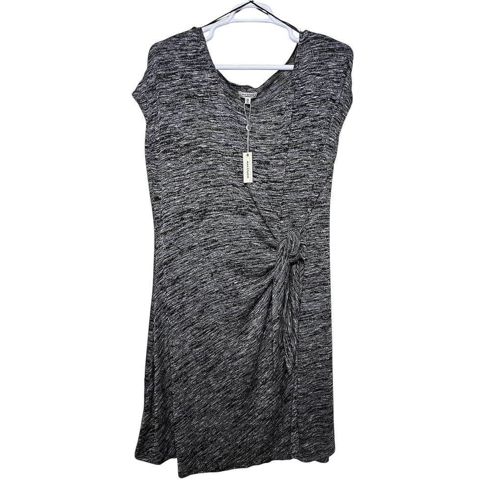 Max Studio Womans Gray Knit Dress Short Sleeve Tie‎ Front Size 2X New with Tags